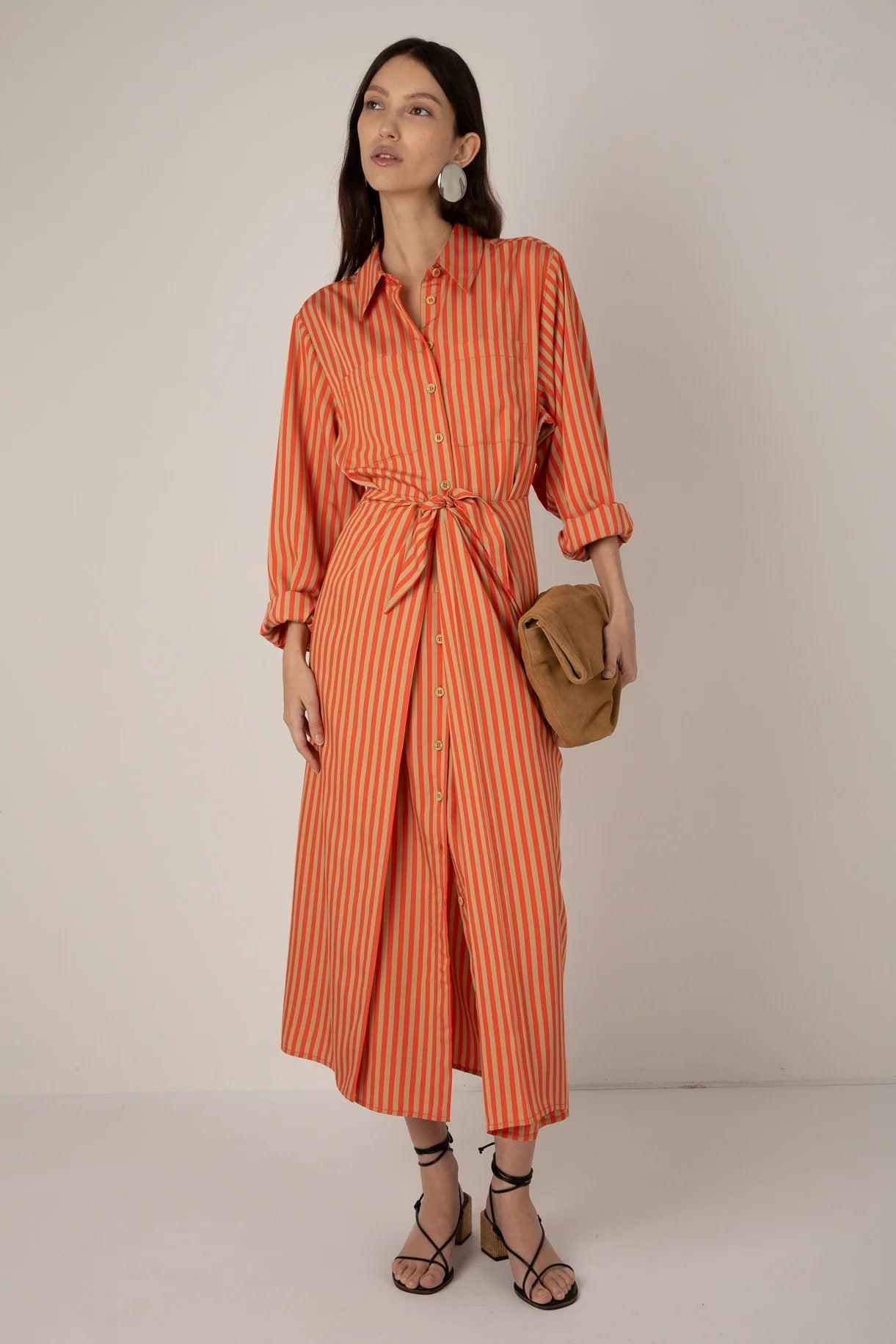 Orange Front Shirt Dress
