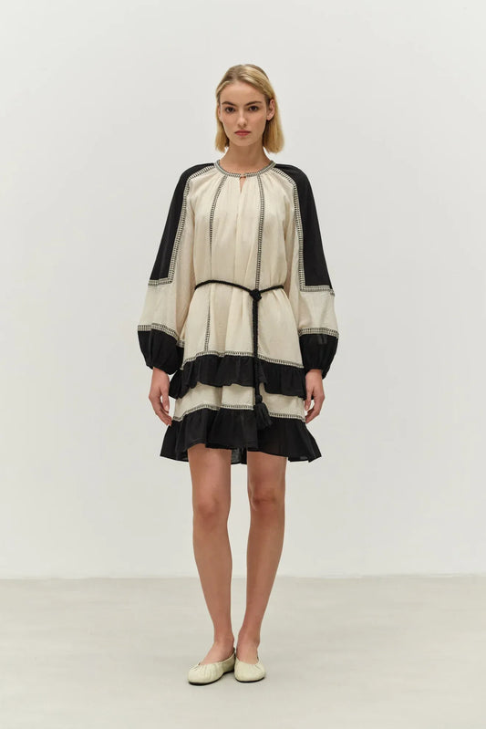 Black and White Color-block Statement Dress