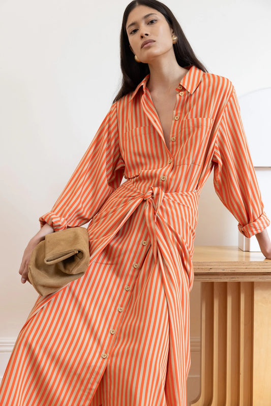 Orange Front Shirt Dress