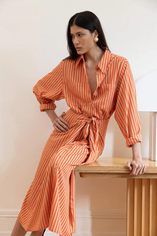 Orange Front Shirt Dress